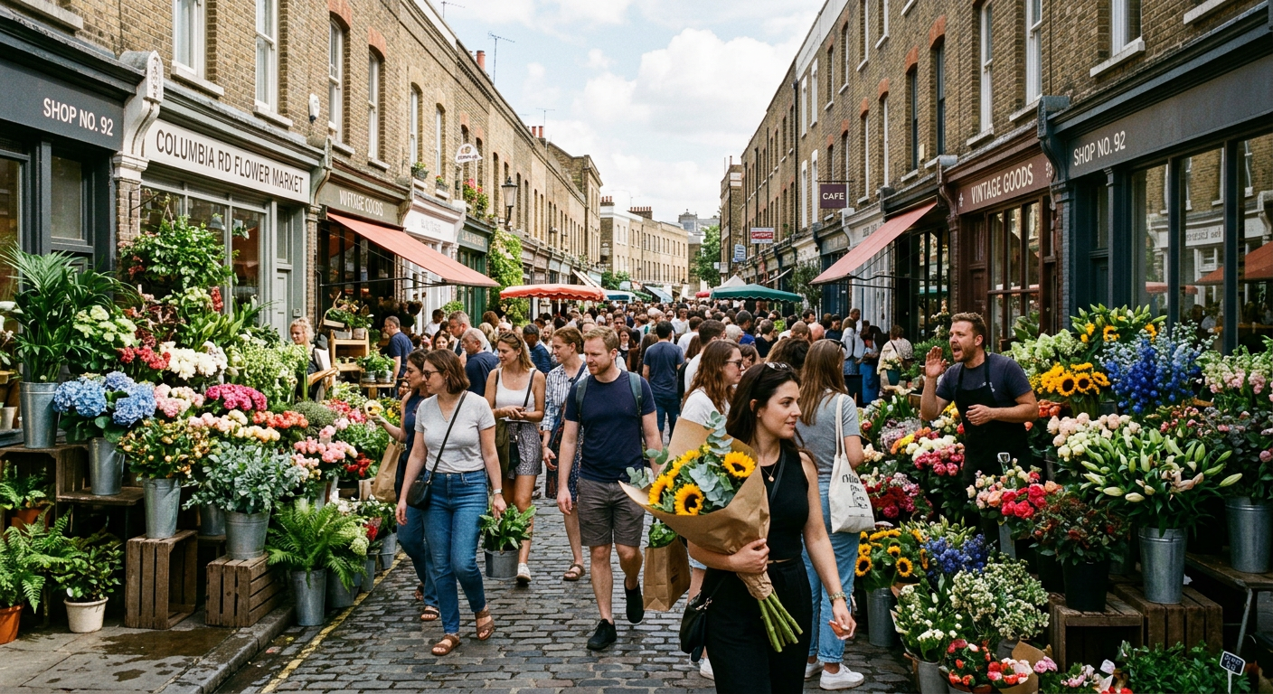 Columbia Road Flower Market in Bethnal Green, London