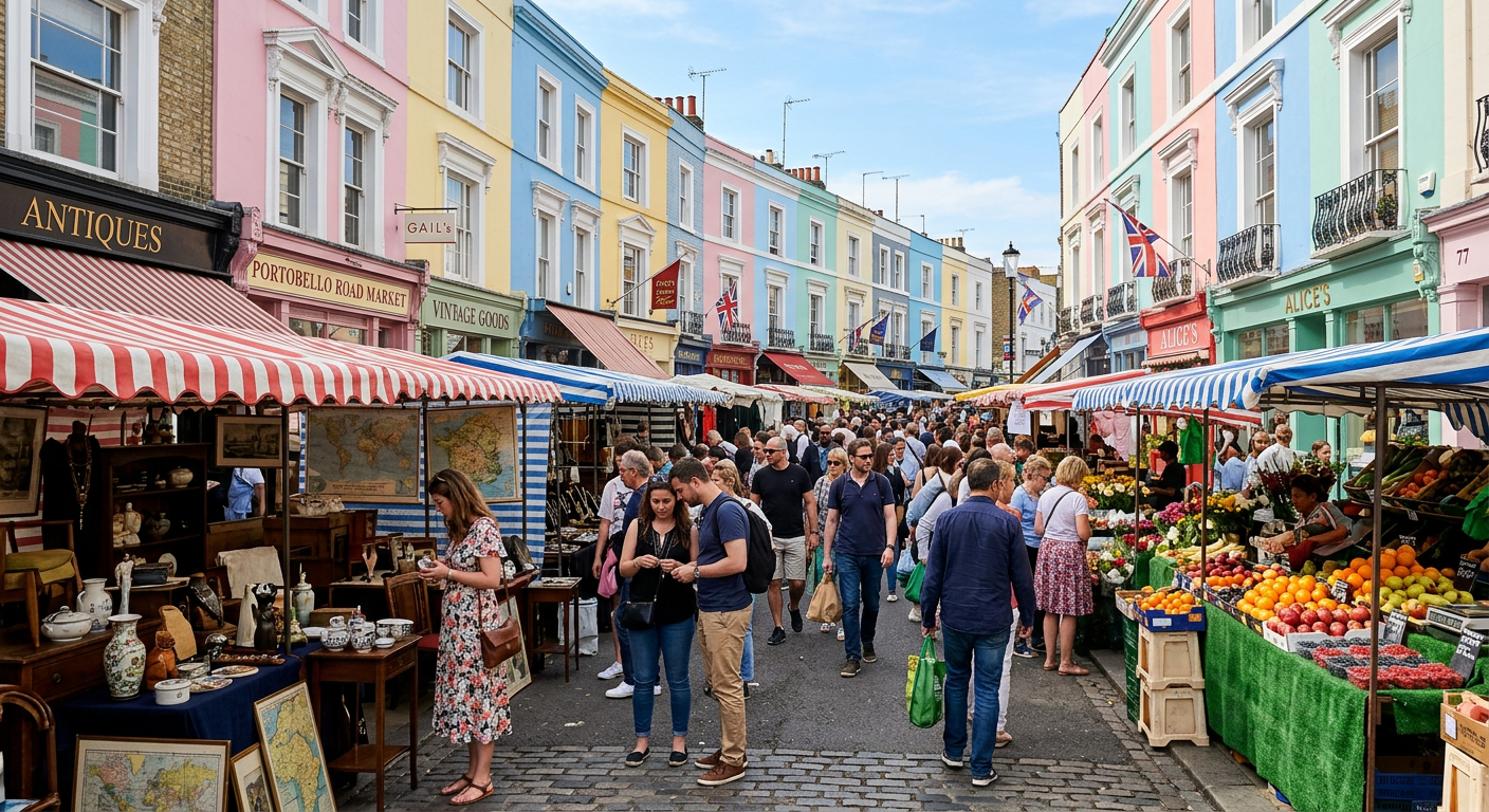 Portobello Road Market in Notting Hill, London